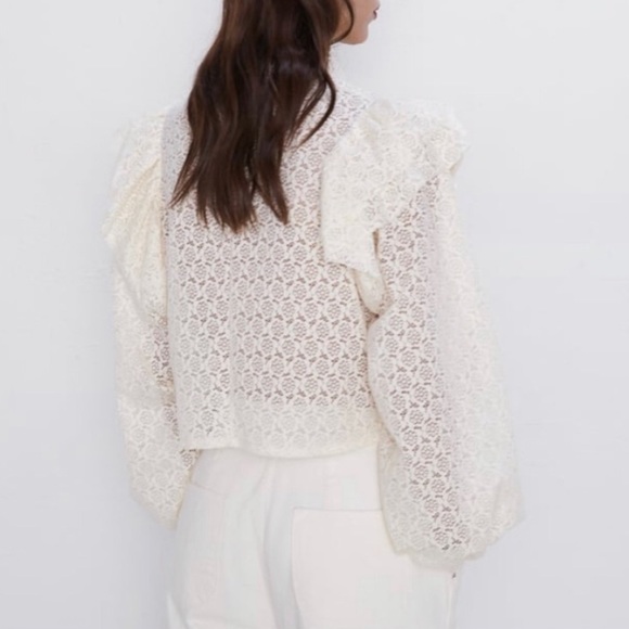 Zara lace top size medium cream color - Picture 6 of 17